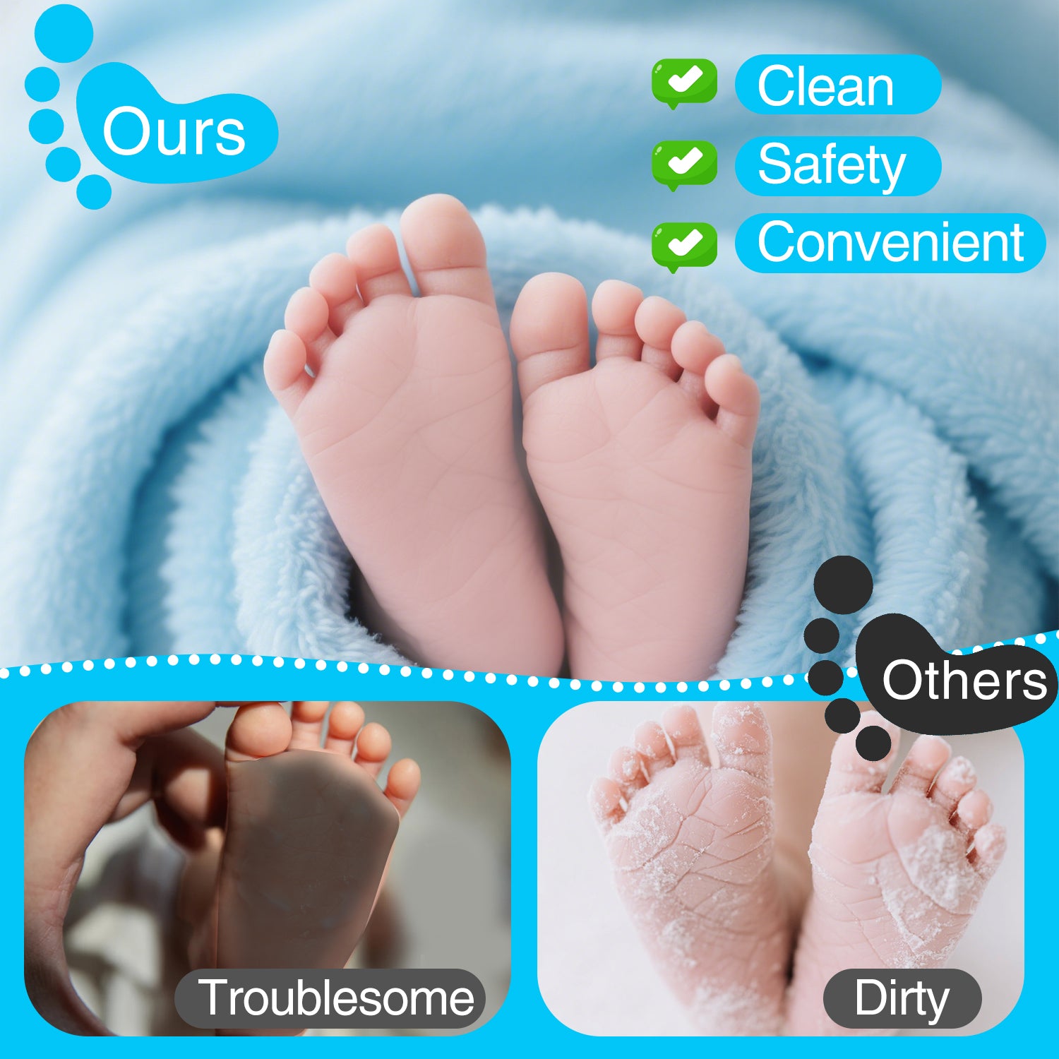 YIMORNY 8-Pack Imprint Cards & 4 Hand and Footprint Kit Baby Footprint Kit- Ink Pad for Baby Hand and Footprints-Pet Paw Print Kit Baby Foot Printing Kit Footprint Kit Baby Handprint Kit Inkless Print Kit Clean Touch Ink Pad