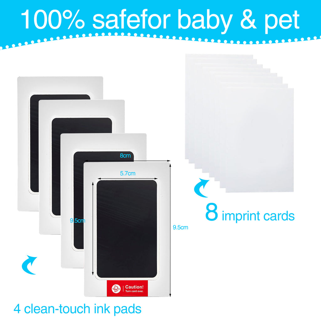 YIMORNY 8-Pack Imprint Cards & 4 Hand and Footprint Kit Baby Footprint Kit- Ink Pad for Baby Hand and Footprints-Pet Paw Print Kit Baby Foot Printing Kit Footprint Kit Baby Handprint Kit Inkless Print Kit Clean Touch Ink Pad