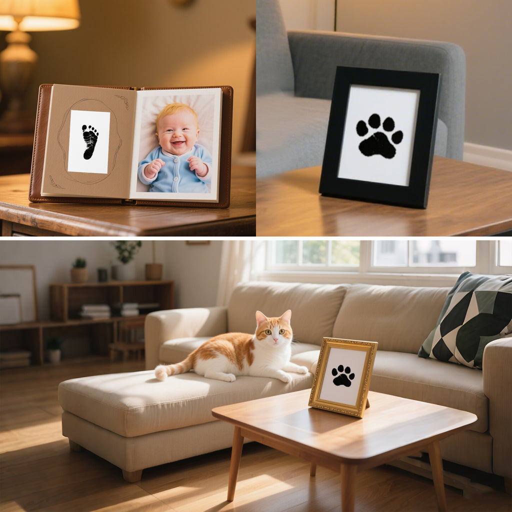 YIMORNY 8-Pack Imprint Cards & 4 Hand and Footprint Kit Baby Footprint Kit- Ink Pad for Baby Hand and Footprints-Pet Paw Print Kit Baby Foot Printing Kit Footprint Kit Baby Handprint Kit Inkless Print Kit Clean Touch Ink Pad