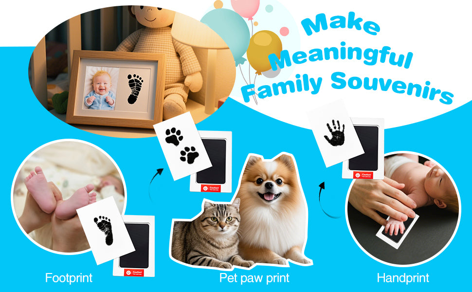 YIMORNY 8-Pack Imprint Cards & 4 Hand and Footprint Kit Baby Footprint Kit- Ink Pad for Baby Hand and Footprints-Pet Paw Print Kit Baby Foot Printing Kit Footprint Kit Baby Handprint Kit Inkless Print Kit Clean Touch Ink Pad
